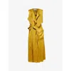 Victoria Beckham Womens Ginger Trench V-neck Woven Midi Dress In Harvest Gold