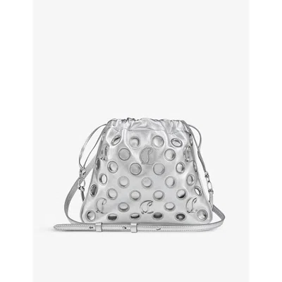 Christian Louboutin Womens Silver Mouchara Eyelet-embellished Leather Tote Bag In Metallic