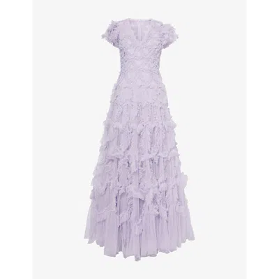 Needle & Thread Needle And Thread Womens Dusk Lilac Amorette Ruffled Recycled-polyester Maxi Dress