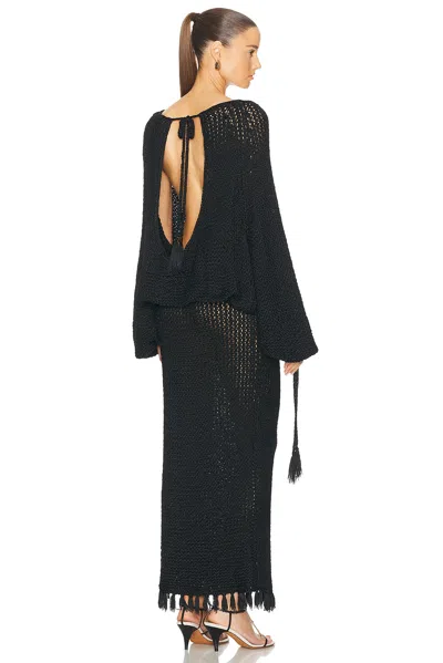 Khaite Reagan Tasselled Open-knit Dress In Black
