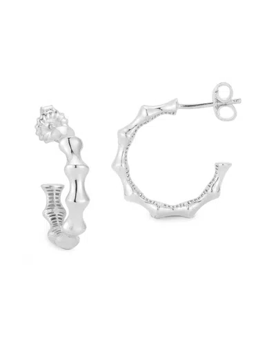 Chloe & Madison Chloe And Madison Silver Bamboo Huggie Earrings