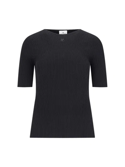 Courrèges 'solar Light' Logo Sweater In Black  