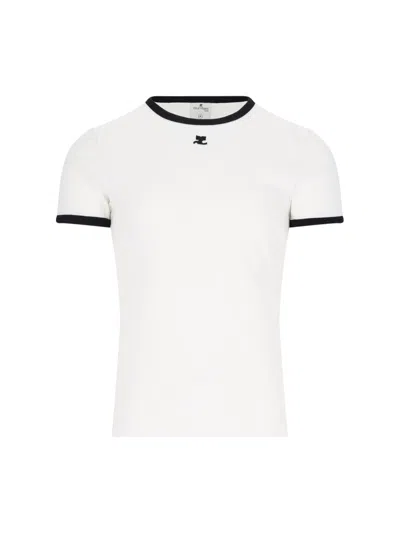 Courrèges 'contrast' T-shirt In White