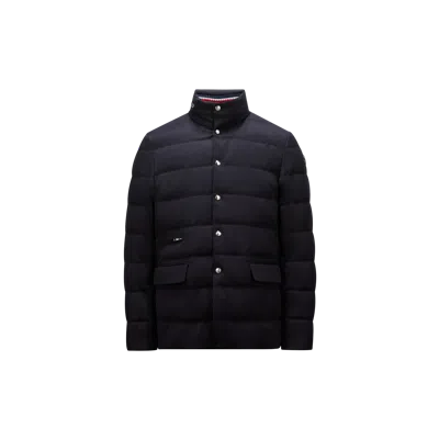 Moncler Doudoune Courte En Laine Bess À Capuche In Blue