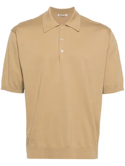 Auralee Short-sleeve Cotton Polo Shirt In Nude
