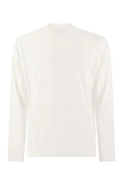 Fedeli Long-sleeved Cotton T-shirt In White