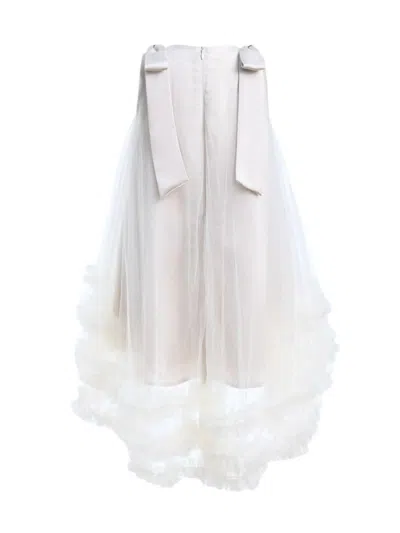 Tulleen Kids' Violeta Ruffled Tulle-overlay Dress In Cream