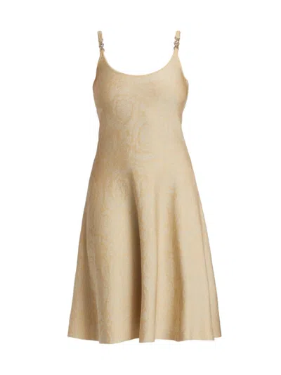 Versace Knit Short Dress In Beige
