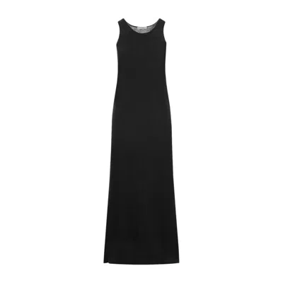 The Row Dark Grey Melange Cotton Farissa Dress In Black