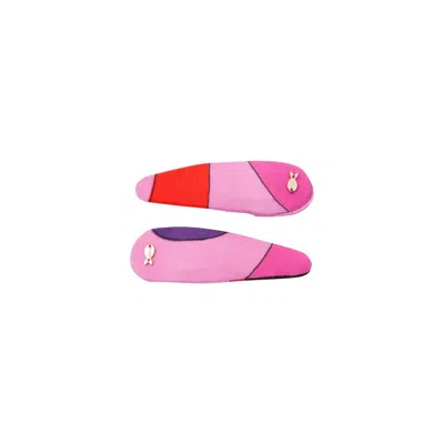 Pucci Multicolor Hair Clip Set In Pink