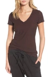 James Perse Slub Cotton V-neck Tee In Burnt Fig
