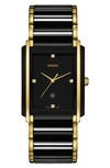 Rado Men's Swiss Integral Diamond Accent Two-tone Stainless Steel And Ceramic Bracelet Watch 31x41mm R202 In Black/ Gold