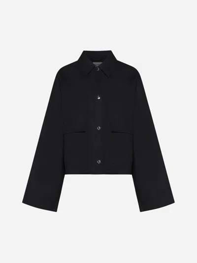 Totême Cropped Cotton Jacket In Black