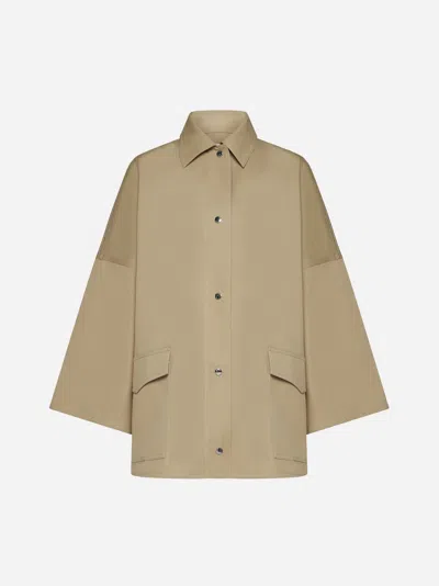 Totême Cotton Twill Overshirt Jacket In Fawn