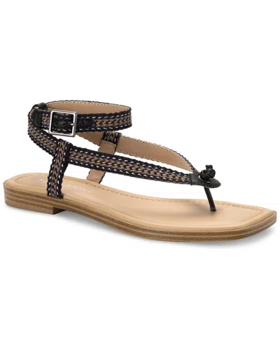 Sun + Stone Murphyy Woven Thong Sandals, Created For Macy's In Black Woven