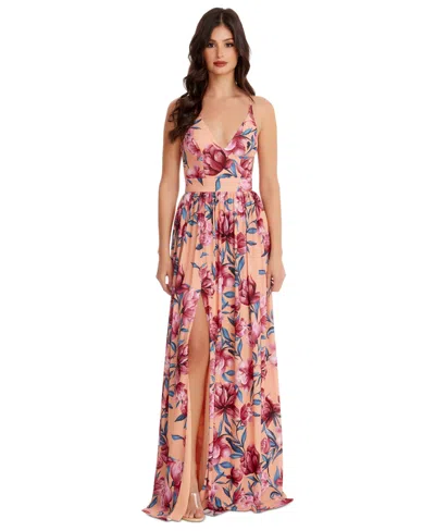 Dress The Population Women's Danae Floral-print Maxi Dress In Peach Mult