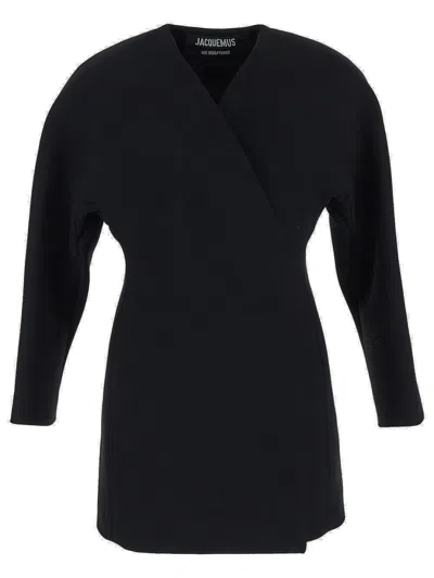 Jacquemus Curved Mini Dress In Black