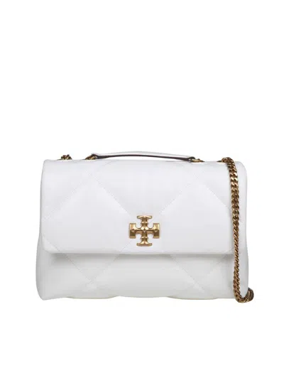 Tory Burch Kira Logo Plaque Quilted Shoulder Bag In White