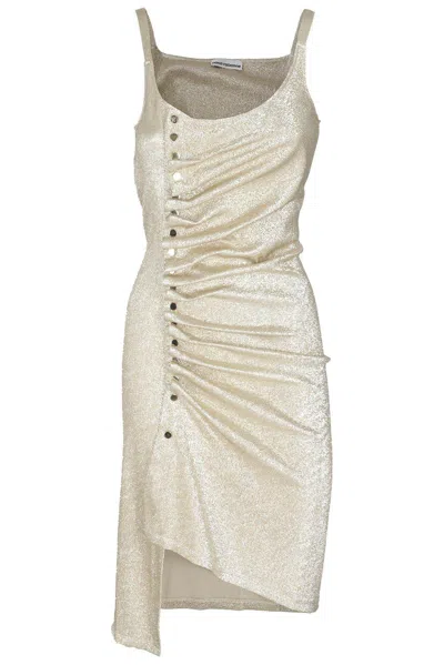 Rabanne Ruched Sleeveless Mini Dress In Gold