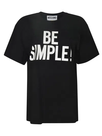 Moschino Slogan-print Organic-cotton T-shirt In 黑色