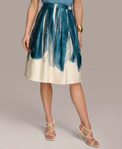 Donna Karan Women's Cotton Printed Full Skirt In Tide Combo