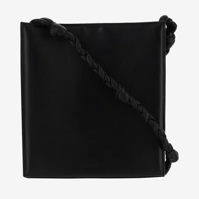 Jil Sander Black Leather Medium Tangle Shoulder Bag In 001