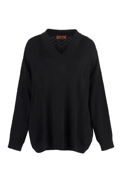 Missoni Zigzag Wool-blend Jumper In Black
