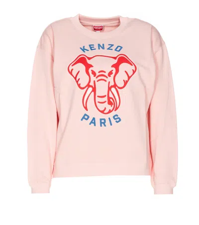 Kenzo Elephant Varsity Jungle Crewneck Sweatshirt In Pink