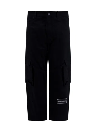 44 Label Group Cotton Cargo Trouser With Logo Patch In Negro