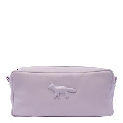 Maison Kitsuné Leather Shoulder Bag In Purple