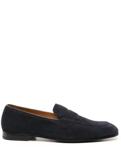 Doucal's Suede Penny-slot Loafers In Blue