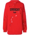 GIVENCHY Red Distressed Logo Print Hoodie,857950052808391978