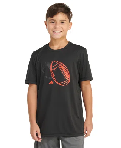 Adidas Originals Kids' Big Boys Aeroready Short-sleeve Football Logo Graphic Sport T-shirt In Black,red