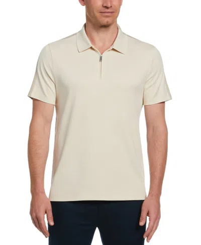 Perry Ellis Men's Classic-fit Stretch Split Colorblocked 1/4-zip Polo Shirt In Summer Sand