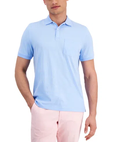 Club Room Men's Solid Jersey Polo With Pocket, Created For Macy's In Pale Ink Blue