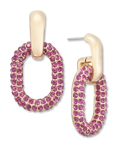 Inc International Concepts Pave Oval Link Drop Earrings, Created For Macy's In Pink