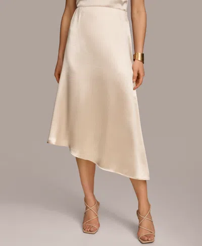 Donna Karan Women's Asymmetrical-hem Satin Skirt In Sand