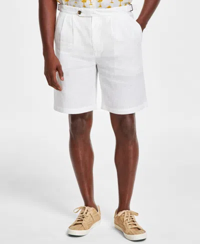 Club Room Men's Regular-fit Pleated 9" Linen Shorts, Created For Macy's In Winter Ivory