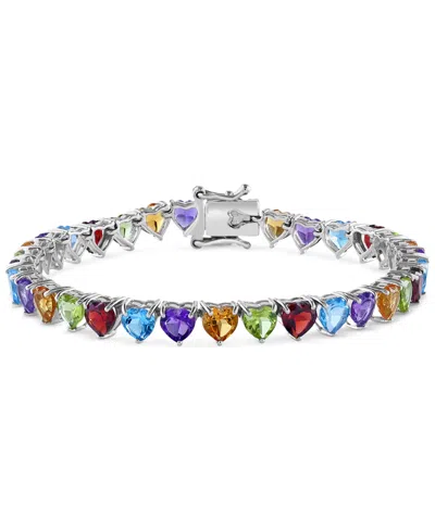Effy Collection Effy Multi-gemstone Heart Tennis Bracelet (16 Ct. T.w.) In Sterling Silver
