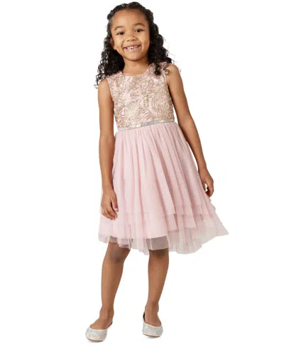 Rare Editions Kids' Toddler & Little Girls Cord Embroidered Social Dress In Blush