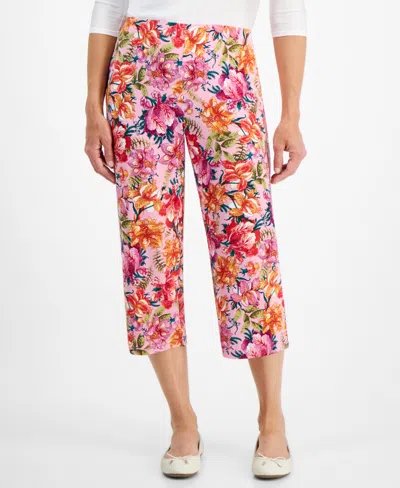 Jm Collection Petite Paradise Gardenia Culotte Pants, Created For Macy's In Blossom Berry Combo