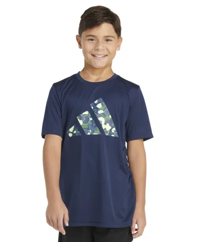 Adidas Originals Kids' Big Boys Short-sleeve Pebble Camo Logo Graphic T-shirt In Navy