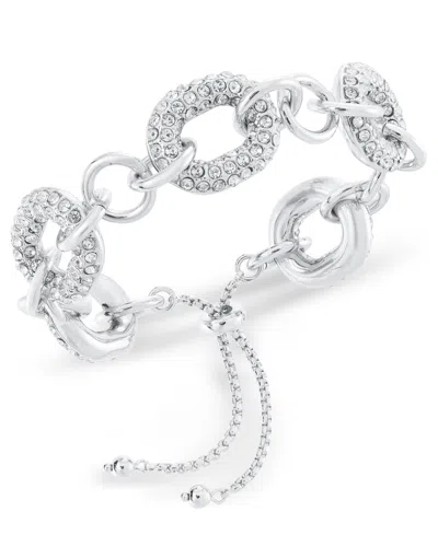 Inc International Concepts I.n.c. International Concept Pave Chain Link Slider Bracelet, Created For Macy's In Silver