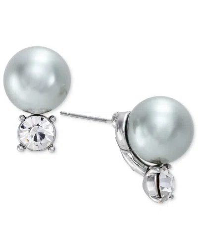 Charter Club Silver-tone Crystal & Color Imitation Pearl Stud Earrings, Created For Macy's In Multi