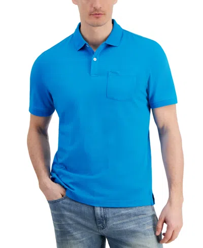 Club Room Men's Solid Jersey Polo With Pocket, Created For Macy's In Electric Sea