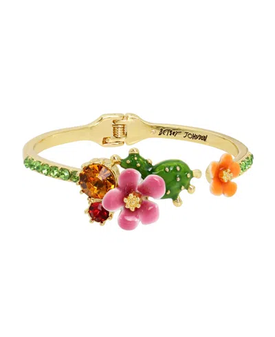 Betsey Johnson Faux Stone Flower Bangle Bracelet In Multi
