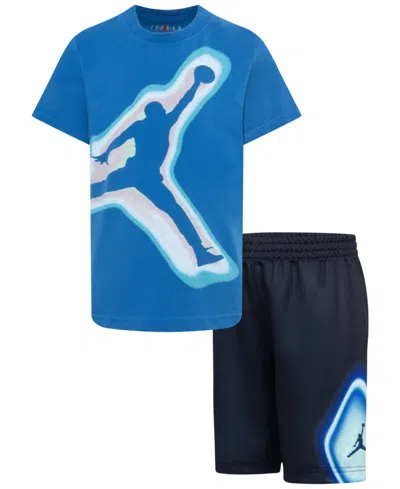 Jordan Kids' Little Boys Air Heat Map Graphic T-shirt & Mesh Shorts, 2 Piece Set In Black