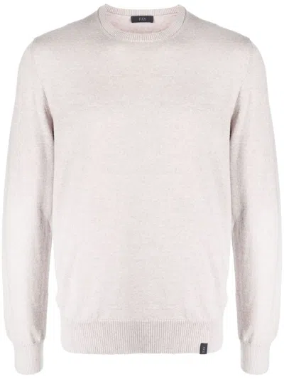 Fay Crew-neck Long-sleeve Jumper In Nude