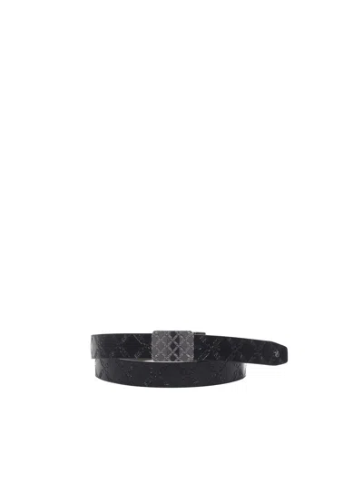 Michael Michael Kors Reversible Empire Logo Embossed Leather Belt In Black