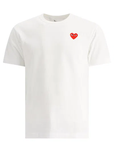 Comme Des Garçons Play Heart Logo Patch Crewneck T-shirt In White